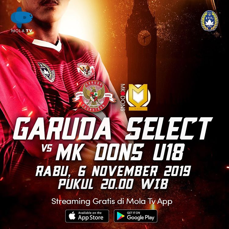 Live Malam ini Laga Persahabatan Indonesia Select VS MK Dons U-18